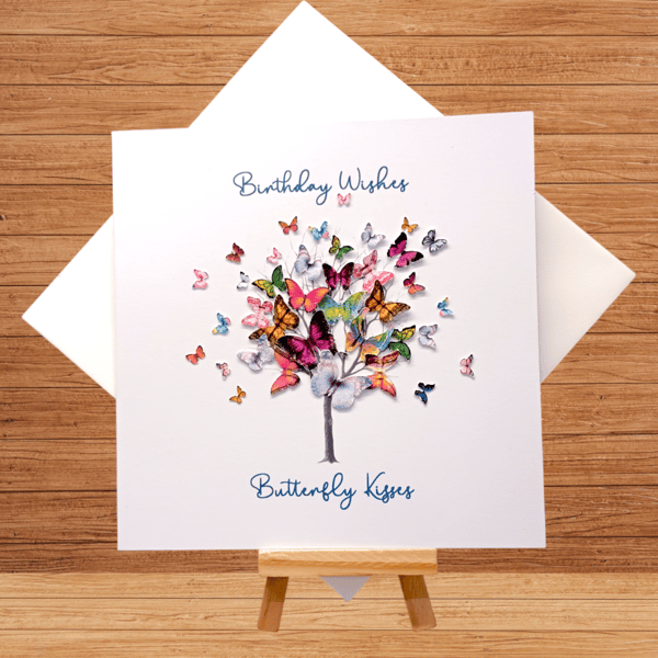 Delicate butterfly tree hand made birthday card