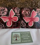 Hand Painted Oak Wood Coaster Set of 2, Red Butterflies - Image 1