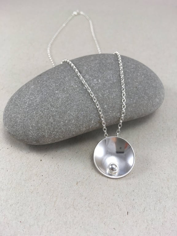 Polished Sterling Silver Dome Necklace