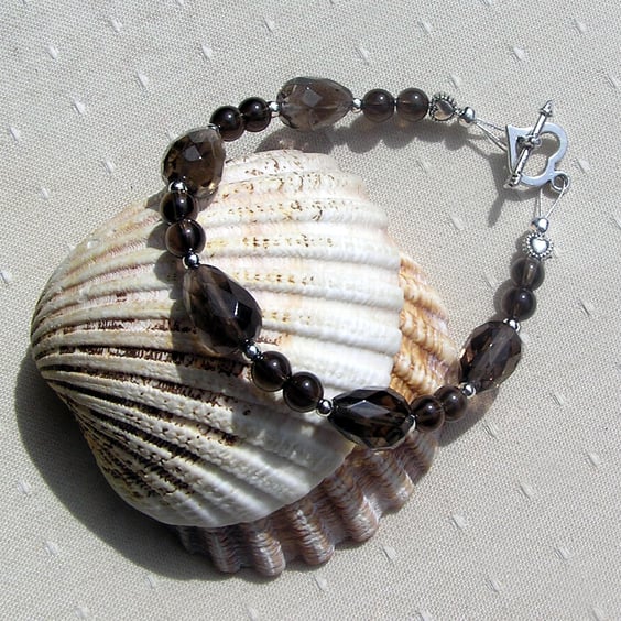 Smoky Quartz Crystal Gemstone Beaded Chakra Bracelet