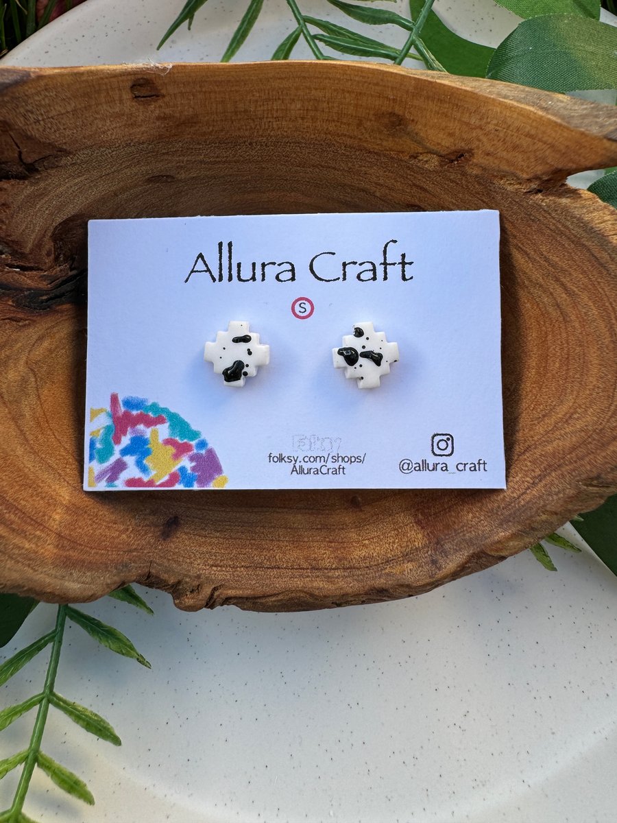 Aztec Black and White Studs - Small