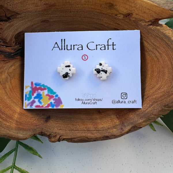 Aztec Black and White Studs - Small