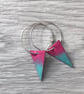 Pink & Turquoise Enamel Triangle on Sterling Silver hoop earrings - Image 7