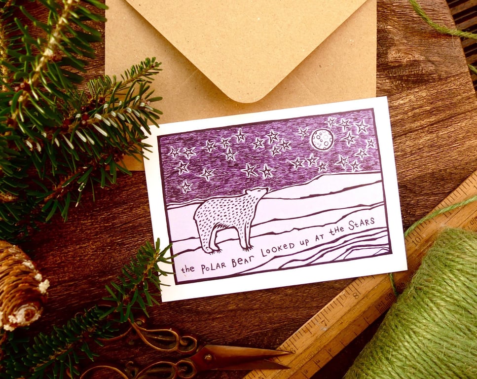 Polar Bear Stars Card - MADE TO ORDER