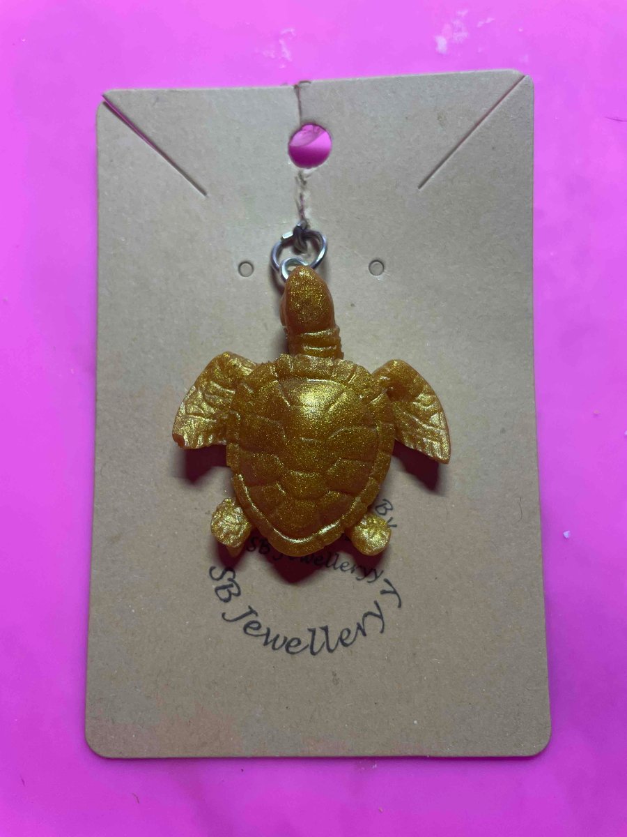 Handmade Resin Turtle Keyring 