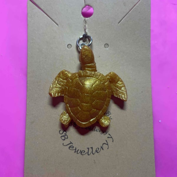 Handmade Resin Turtle Keyring 