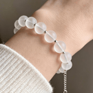 Frosted quartz beaded bracelet, crystal healing gemstone jewelry