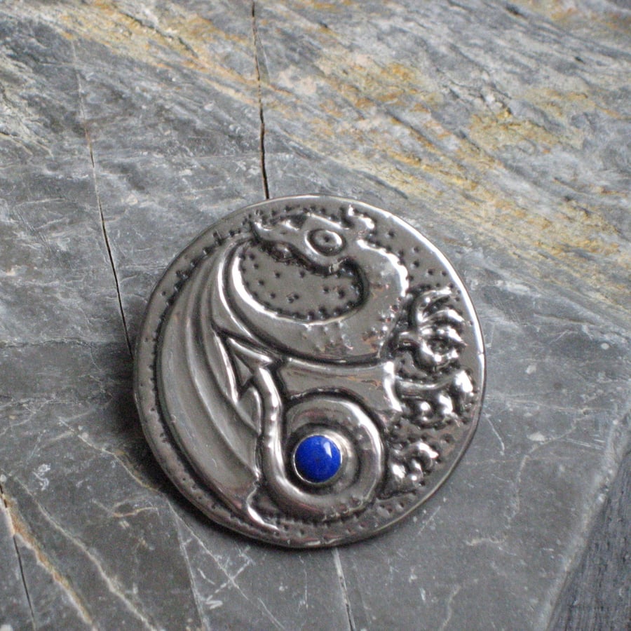 Dragon Brooch with Lapis Lazuli