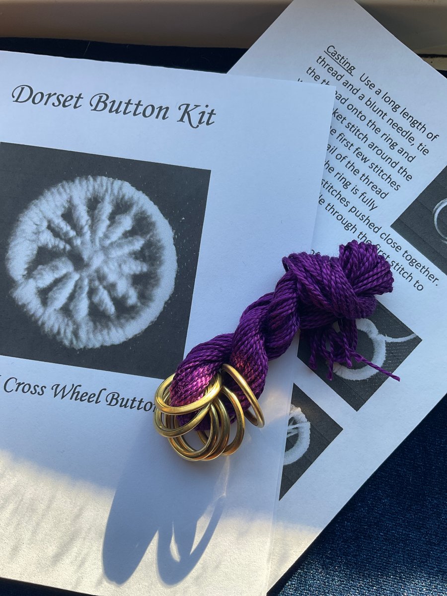 Kit to Make 6 x Dorset Cross Wheel Buttons, Royal Purple 