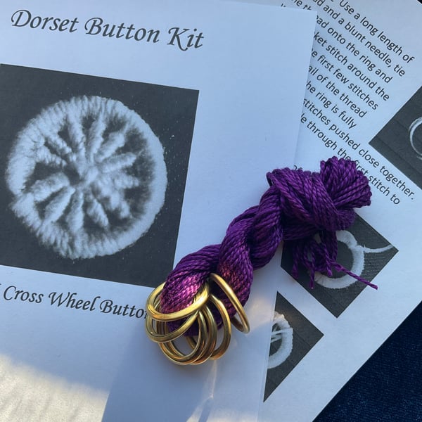 Kit to Make 6 x Dorset Cross Wheel Buttons, Royal Purple 