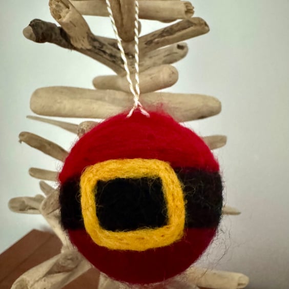 Felted Father Christmas Tummy Christmas Bauble