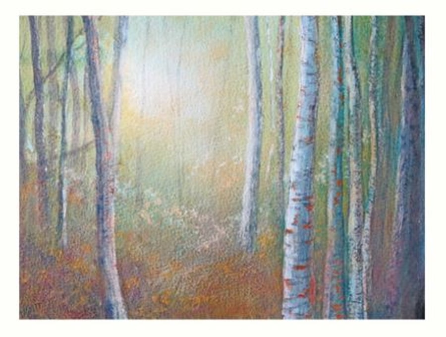 Silver birch forest in gloaming a reproduction print from my original painting