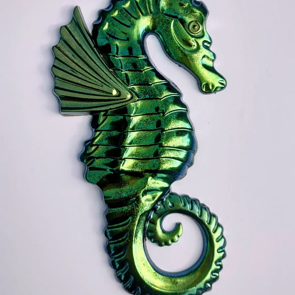 Large Colour Shifting Seahorse Wall Hanger in Greens