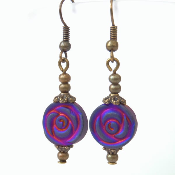 Pink & purple hematite earrings