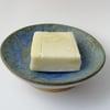 Beautiful handmade ceramic soap dish blue and green