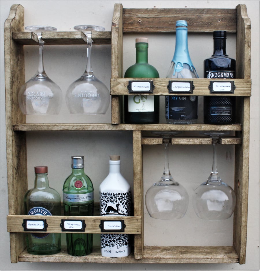 Gin rack, 6 bottles & 4 goblet glasses storage rack 