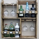 Gin rack, 6 bottles & 4 goblet glasses storage rack 