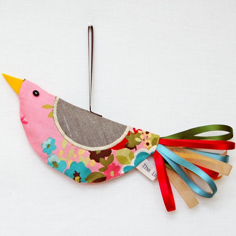 Pink Floral Lavender Bird