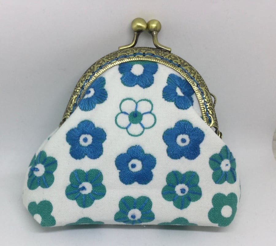 Blue and Green coin or clasp purse.