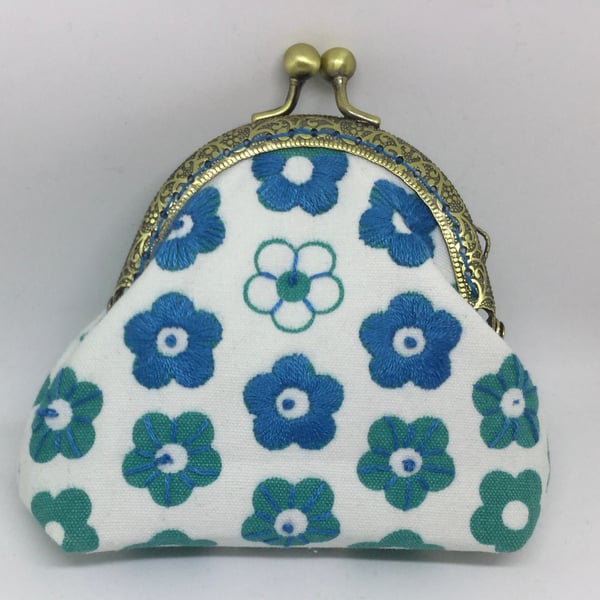 Blue and Green coin or clasp purse.