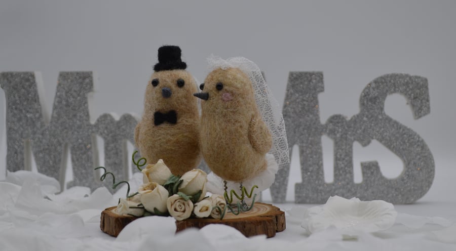Bride and Groom bird cake topper