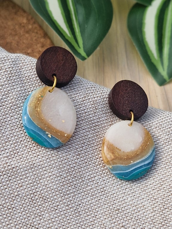Polymer Clay Earrings: Shoreline 