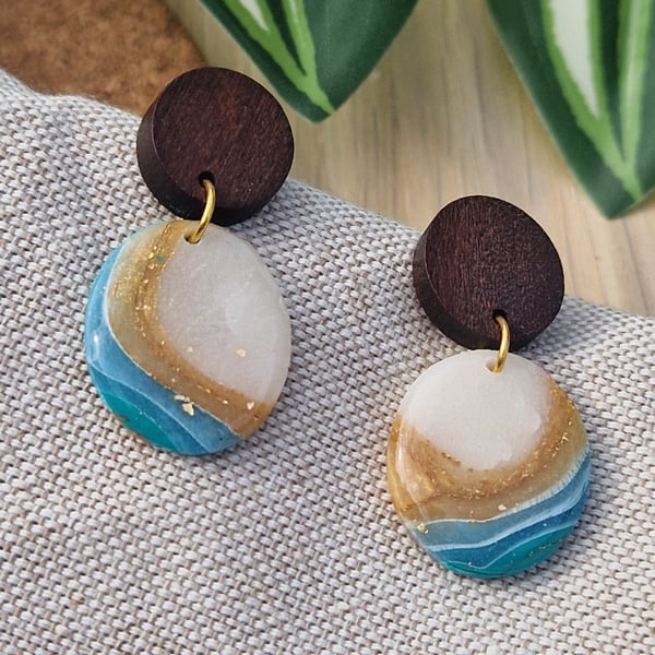 Polymer Clay Earrings: Shoreline 