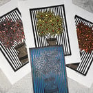 Vase of Flowers, original lino print