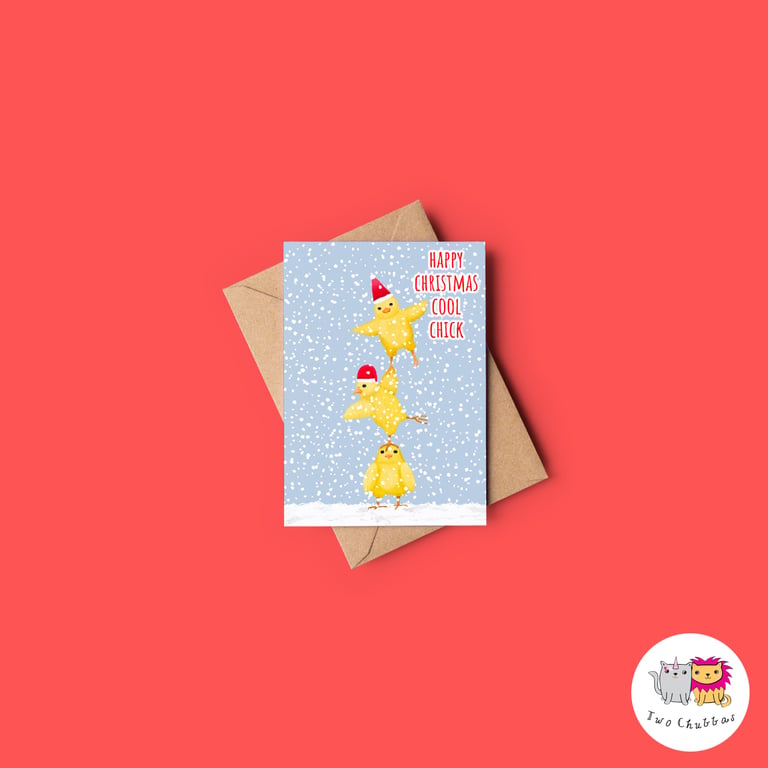 Chick Christmas Card, A6 Christmas Card, Cute Animal Christmas Card