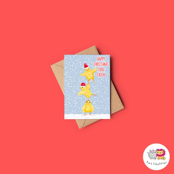 Chick Christmas Card, A6 Christmas Card, Cute Animal Christmas Card