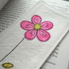 pink embroidered fabric bookmark - for macmillan