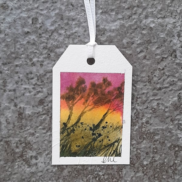 Sunset. Two Gift Tags. Handpainted 260161