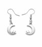 Crescent Moon & Star Earrings – Celestial Silver Earrings, Sterling Hooks