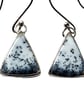 Dendritic Agate Earrings Silver Jewellery Gift Triangle Drop Snow Scene 925 - Image 4