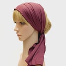 Stretchy long viscose jersey headscarf dreadlocks hair scarf aubergine hair tie