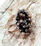Black Crystal Bead Ring - UK Free Post - Image 1