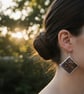 Handmade Stained Glass Dangle Earrings: Dark blue Textured Geometric Jewelry - Image 8