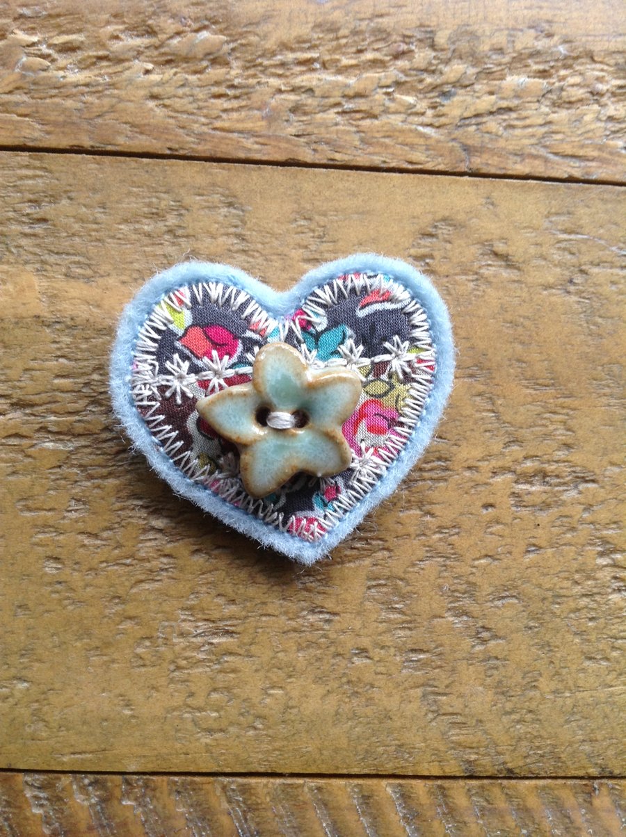Liberty print felt brooch