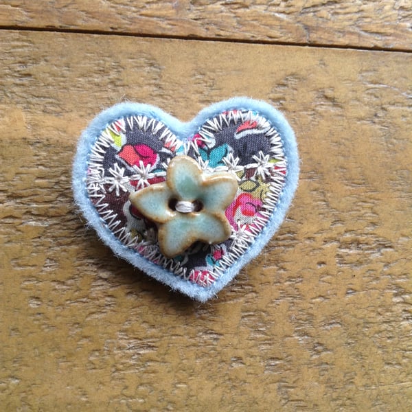 Liberty print felt brooch
