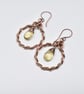 Wire Wrapped Citrine and Copper Hoop Earrings - Image 5