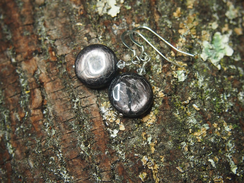"Dark chocolate" hypersthene earrings