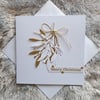 Christmas Card- Gold Mistletoe 