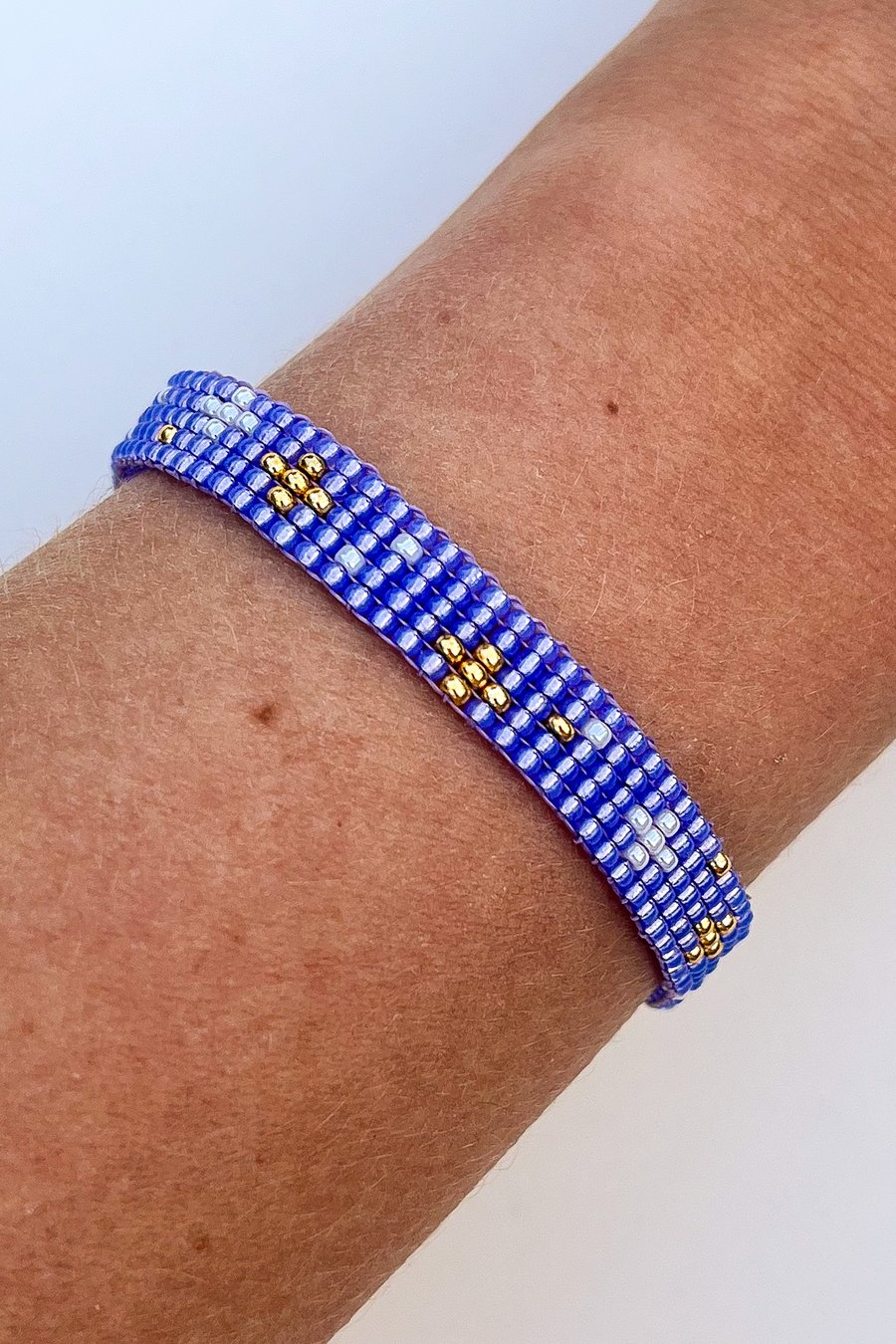 Lavender Boho Beaded Bracelet – Loom-Woven Miyuki Glass Seed Beads