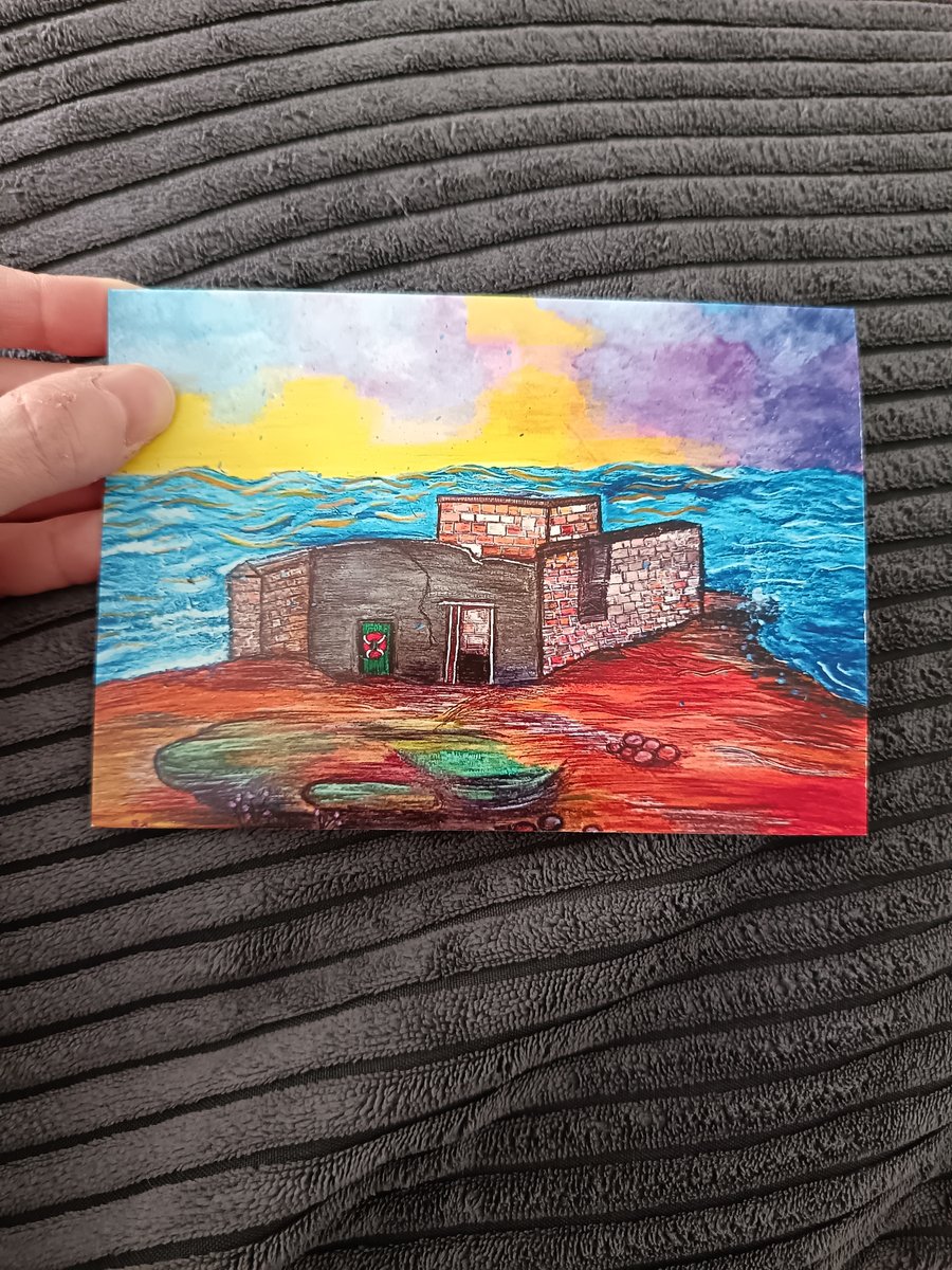 A6 art print blank greetings card: The Old Lifeboat Station, Hilbre Island