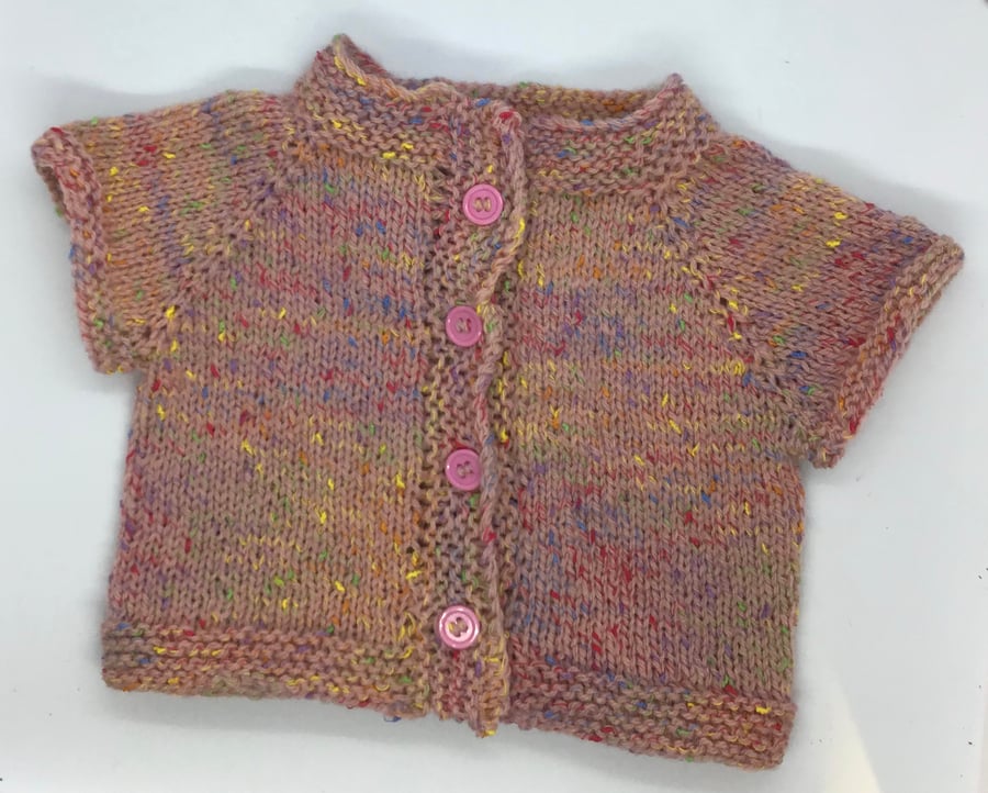 Pink Multicoloured Fleck Baby Cardigan 3-6 months 