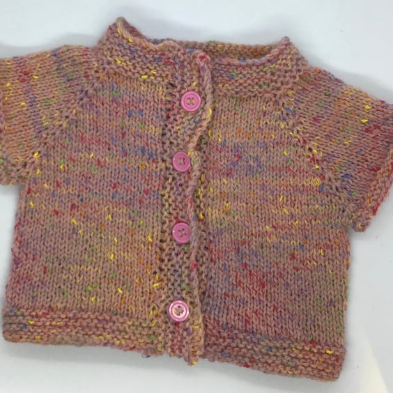 Pink Multicoloured Fleck Baby Cardigan 3-6 months 
