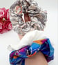3 large scrunchies,  white satin, blue petal and william morris.   - Image 3