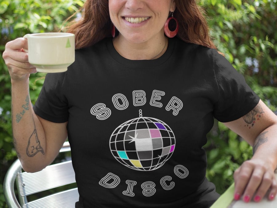 Sober Disco Unisex T-shirt, sober gift, Sobriety gift, AA gift for women