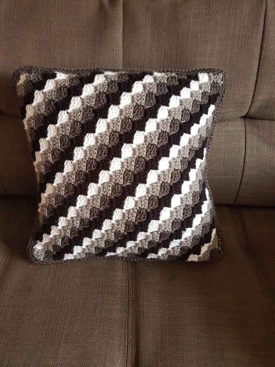 Black, white and grey monochrome accent cushion