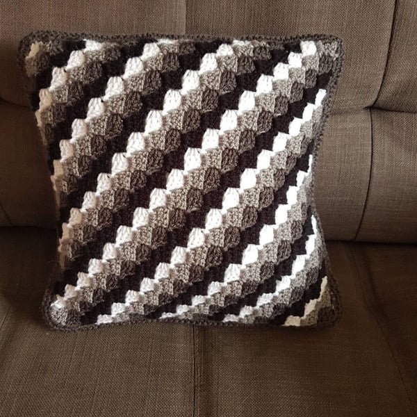 Black, white and grey monochrome accent cushion